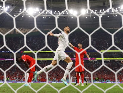 En Nesyri celebra su gol ante Canadá en el último partido de la fase de grupos del Mundial de Qatar 2022, este jueves.