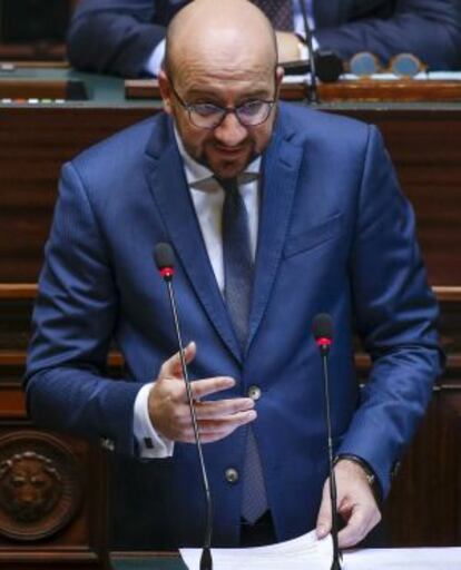 El primer ministro belga, Charles Michel, se dirige al Parlamento.