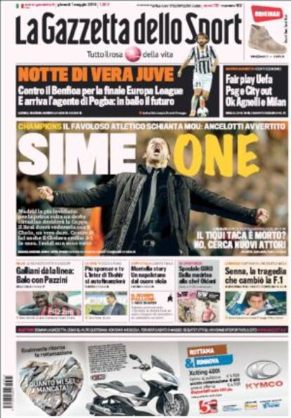 Portada de La Gazzeta dello Sport