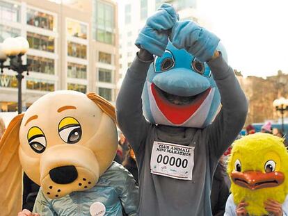 Otras acciones del colectivo Club Animals, como una mini maratón animal en torno a Union Square.