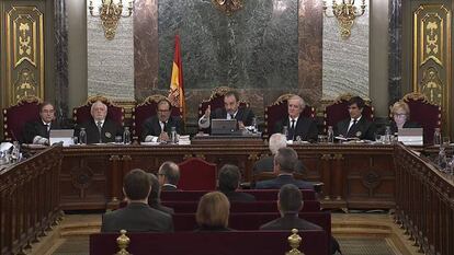 El tribunal del procés durante a sesión de este jueves. 