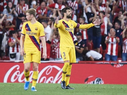 Piqué y De Jong, en el duelo del Barcelona ante el Athletic. 