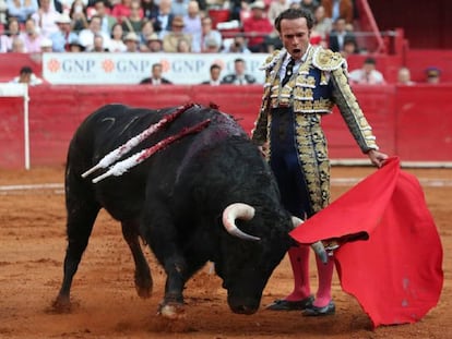 Antonio Ferrera torea al natural al toro indultado.