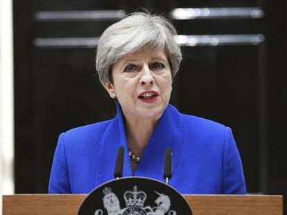 La primera ministra, Theresa May, este viernes en Londres.
