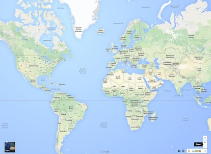Mercator em Google Maps, como pode ser apreciado pelo tamanho da Groenlândia, por exemplo