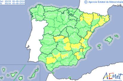 Aemet alerta para hoy a 21 provincias por calor y lluvias.