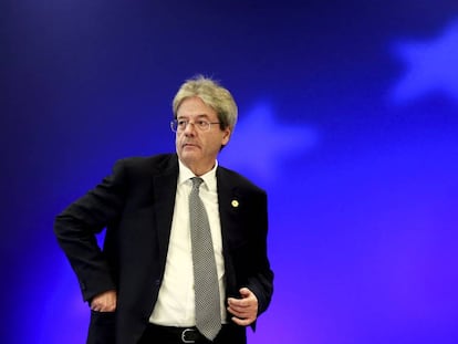 El primer ministro italiano, Paolo Gentiloni, durante la cumbre europea en Bruselas, el 15 de diciembre. 