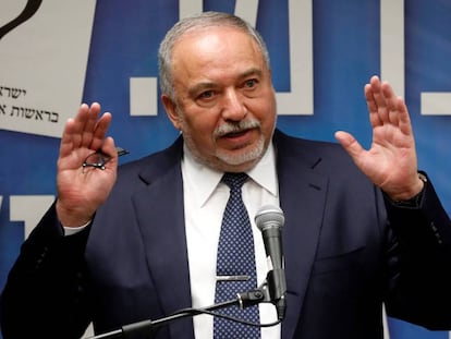 El líder derechista israelí Avigdor Lieberman, el lunes en Jerusalén.