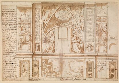 'Estudio para la decoracin de la Biblioteca de El Escorial', de Pellegrino Tibaldi. (332 x 485 mm.) c. 1588-1592.