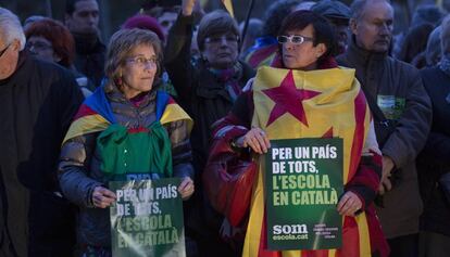 Manifestació en defensa del català, el maig del 2017.