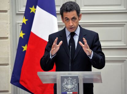 El presidente de Francia, Nicolas Sarkozy, ayer en París.