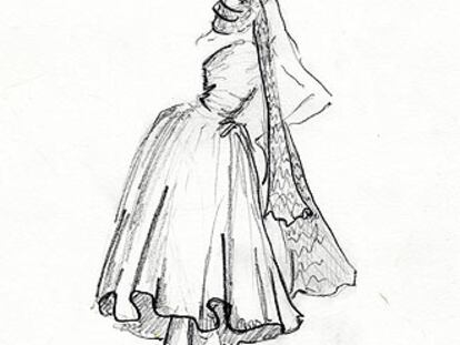 Dibujo de Roberto Torretta con una pieza de su colección para el invierno de 2006.