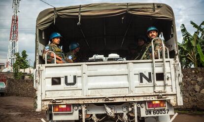 Cascos azules de la ONU en una misi&oacute;n en el Congo en 2016.