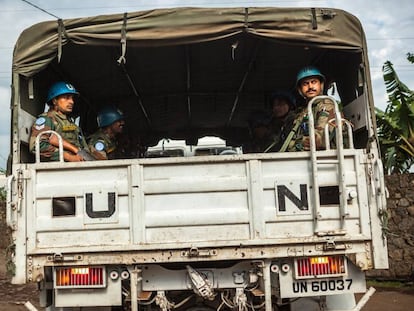 Cascos azules de la ONU en una misi&oacute;n en el Congo en 2016.