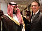 O príncipe saudita Mohammed bin Salman e o presidente Jair Bolsonaro.