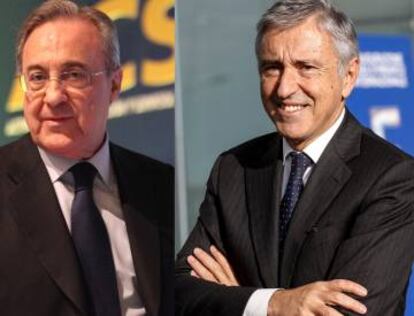 El presidente de ACS, Florentino Pérez, y el consejero delegado de Atlantia, Giovanni Castellucci.