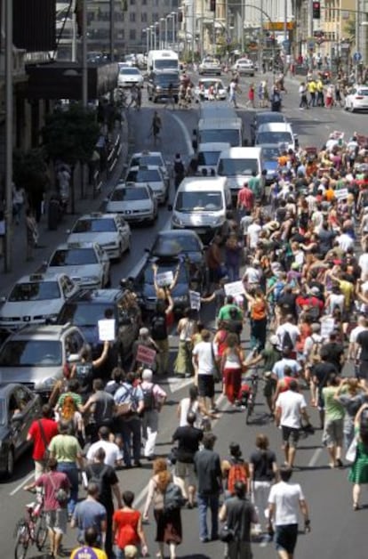 Marcha que los indignados realizaron en julio en Madrid.