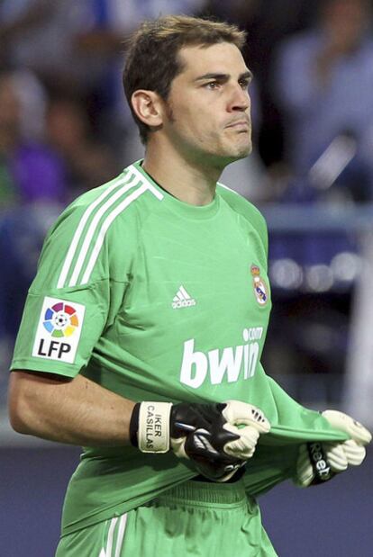 Casillas, durante el partido contra el Málaga.