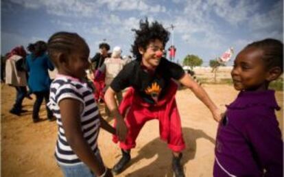 Actuación en el campo de refugiados de Choucha, Túnez.