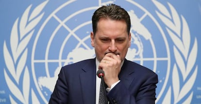 Pierre Krahenbuhl, jefe de la UNRWA, en enero en la sede de la ONU en Ginebra.