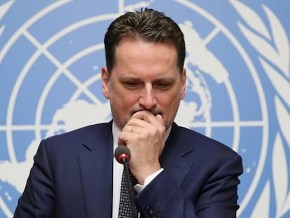 Pierre Krahenbuhl, jefe de la UNRWA, en enero en la sede de la ONU en Ginebra.