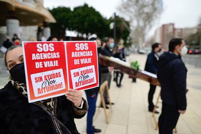 Protesta de empresarios en Murcia.