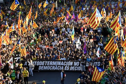 Cabecera de la manifestación independentista en Madrid.