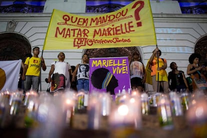 Manifestantes protestam para cobrar investigações sobre quem mandou matar Marielle Franco, no dia 1 de dezembro de 2019.