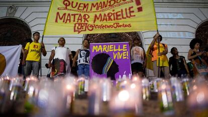 Manifestantes protestam para cobrar investigações sobre quem mandou matar Marielle Franco, no dia 1 de dezembro de 2019.