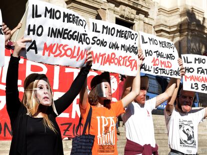 Manifestación en Roma contra el gobierno italiano.