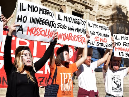 Manifestación en Roma contra el gobierno italiano.