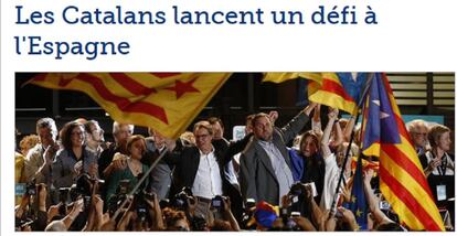 Una altra capçalera francesa, en aquest cas el diari conservador 'Le Figaro', es fa ressò de les eleccions autonòmiques celebrades el 27-S i assenyala: "Els catalans llancen un repte a Espanya"