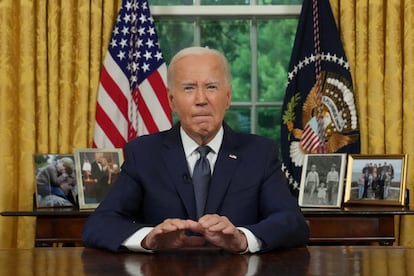 El presidente de Estados Unidos, Joe Biden, pronuncia un discurso a la nación desde el Despacho Oval de la Casa Blanca en Washington (Estados Unidos), el pasado 14 de julio.