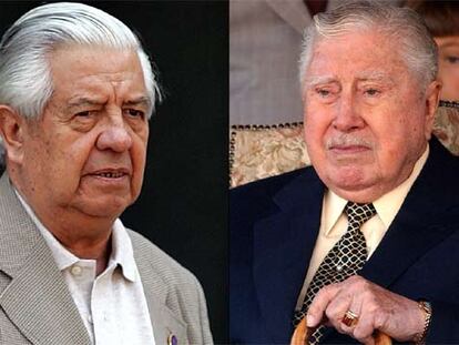 El ex jefe de la policía secreta Manuel Contreras (izquierda) y el dictador Augusto Pinochet, ayer en Santiago.