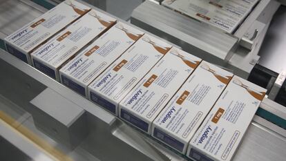 Cajas de Wegovy en unas instalaciones de Novo Nordisk en Hillerod (Dinamarca).