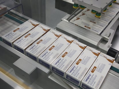 Cajas de Wegovy en unas instalaciones de Novo Nordisk en Hillerod (Dinamarca).