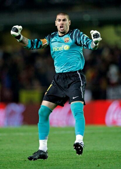 Valdés, durante el partido frente al Villarreal.