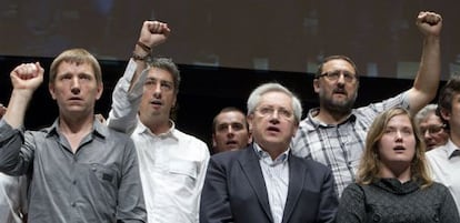 Miembros de Amaiur el día de su presentación en Pamplona.