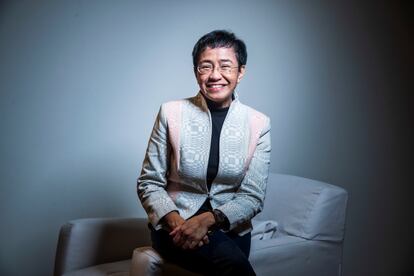 La periodista Maria Ressa, Nobel de La Paz en 2021, fotografiada en el Hotel de Las Letras de Madrid el 27 de febrero.