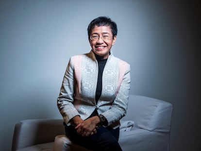 La periodista Maria Ressa, Nobel de La Paz en 2021, fotografiada en el Hotel de Las Letras de Madrid el 27 de febrero.