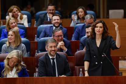 MADRID, 01/10/2020.- La presidenta regional, Isabel Díaz Ayuso, interviene en el pleno que la Asamblea de Madrid celebra este jueves. EFE/ Sergio Perez
