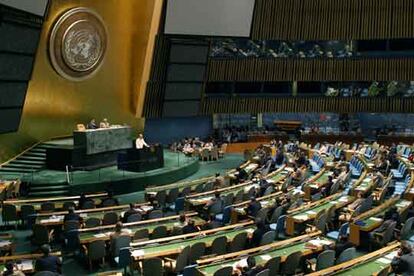 La Asamblea General de las Naciones Unidas, reunida para discutir la reforma del Consejo de Seguridad, en 2019.