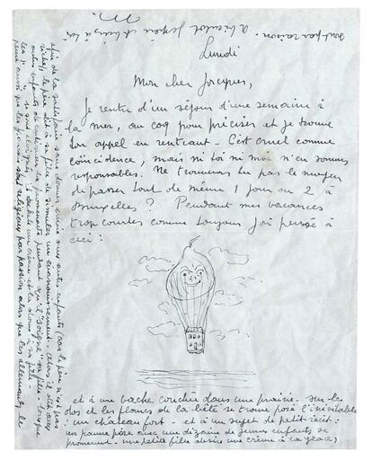 Carta de René Magritte para un amigo. Édouard Manet y Beatrix Potter también ilustraban sus cartas.