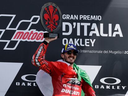 Francesco Bagnaia celebra la victoria este domingo en el Circuito de Mugello (Italia).