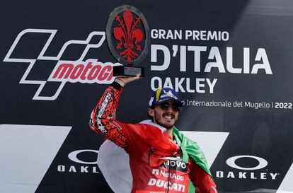 Francesco Bagnaia celebra la victoria este domingo en el Circuito de Mugello (Italia).