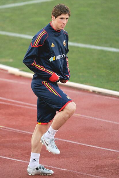 Fernando Torres, durante la sesión preparatoria de ayer.