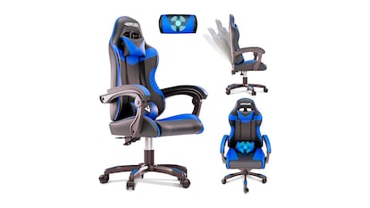Silla de gamer sobre fondo blanco.
