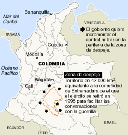 Reparto de terreno entre los grupos colombianos.