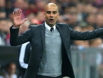 Guardiola en el Bayern-Benfica.