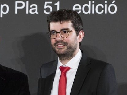 >Marc Artigau, durant la concessió del premi Josep Pla, el passat 6 de gener a Barcelona.